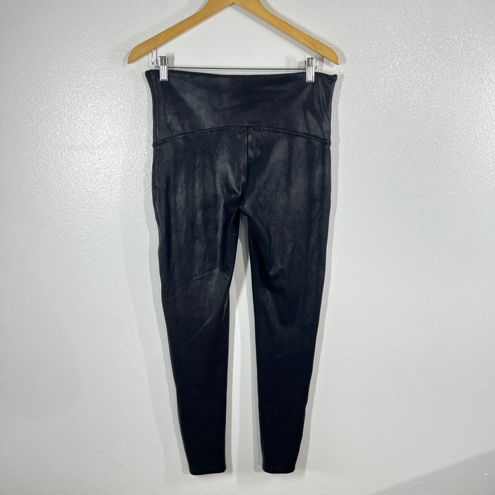 Spanx Faux Leather Leggings Women's 1X Tall Black Shaping High Rise Pant‎ - Picture 3 of 8